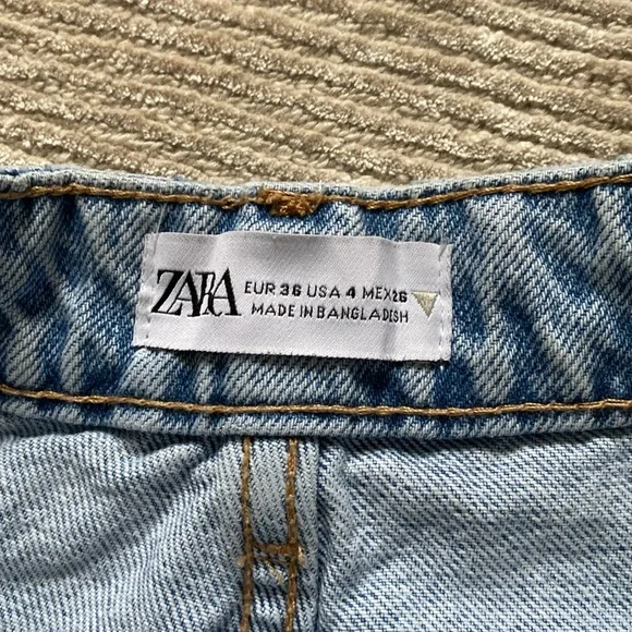 Zara Denim Cotton Jean Shorts Light Wash Boy Long Length Size 4 - Picture 4 of 11